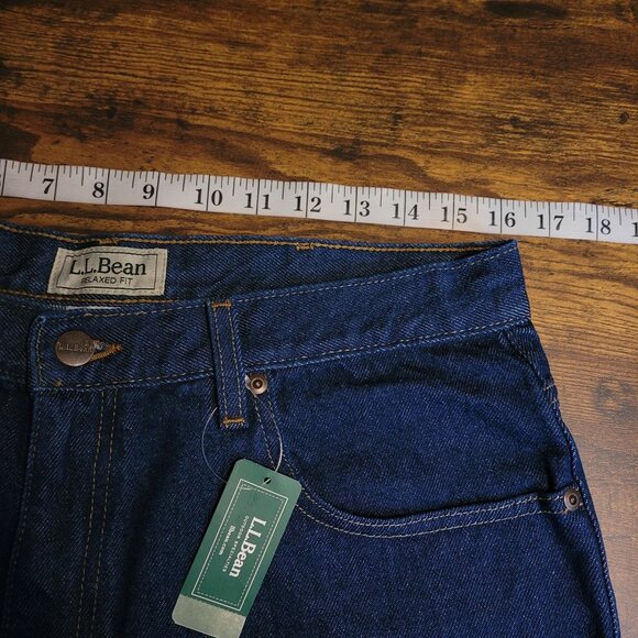 LL Bean Jeans 34x32 Measures 32x32 Relaxed Fit Dbl L Straight Dark Wash NWT - Picture 6 of 10